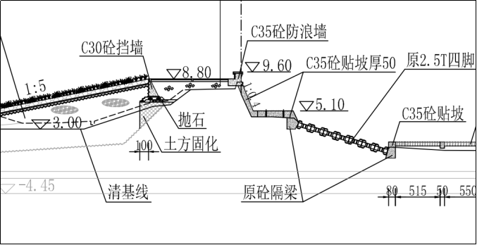 台州市循环经济产业集聚区海塘提升工程设计图（局部，固化土部分）